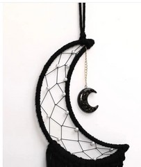 ๐ Black Macrame Moon Dream Catcher Wall Hangingโจ๐