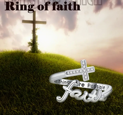 ✨ Always Blessed 925S "FAITH" Cross w/Cubic Zirconia Wrap Adjustable Ring ✨