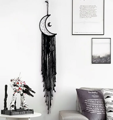 ๐ Black Macrame Moon Dream Catcher Wall Hangingโจ๐