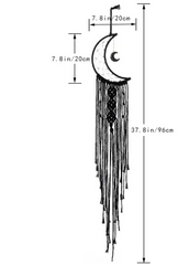 ๐ Black Macrame Moon Dream Catcher Wall Hangingโจ๐