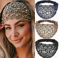 👑 Elegant Hollowed Lace Headband – Pearl & Rhinestone Hair Accessory 👑