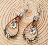 πΈ Boho Leather-Like Rope Flower Drop Earrings β A Touch of Nature & Elegance! β¨