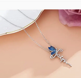 π¦ Blue Butterfly FAITH Cross Pendant Necklace βοΈβ¨