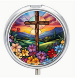 βοΈ Stained Glass Style Cross Pill Organizer β A Blend of Faith & Functionality β¨
