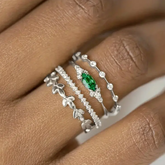 π 4pcs Elegant Green Zirconia Silver Stacking Rings Emerald Irish St Patrick's Dayπβ¨