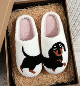 πΎ Cute Dachshund Weiner Dog Plush Fleece Slippers β Cozy & Adorable! π₯Ώ
