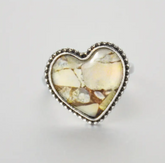 💖 Striking Boho 1/2" Heart Ring – Copper Color Like Opal & Silver-Plated ✨