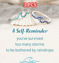 🌊2 PC Sparkling Tide Wave Ring Silver w/ Light Blue & Dark Blue Zirconia 💙