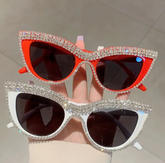 Vintage style cat eye sunglasses bling Rhinestone RED OR WHITE Bling Sparkly