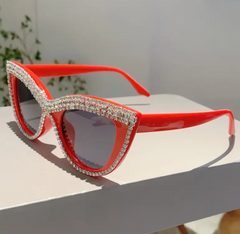 Vintage style cat eye sunglasses bling Rhinestone RED OR WHITE Bling Sparkly