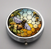Metal Bumble Bee Pill Box Organizer Medicine Vitamins Cannabis Pot Stash Case