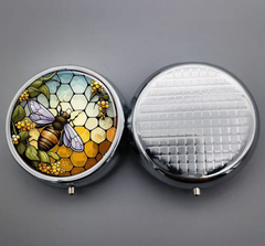 Metal Bumble Bee Pill Box Organizer Medicine Vitamins Cannabis Pot Stash Case