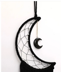 🌙 Black Macrame Moon Dream Catcher Wall Hanging✨🌌