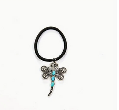 Turquoise Dragonfly Charm Elastic Hair Tie