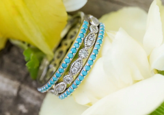 ✨ Trendy Stackable 3-Piece Ring Set – CZ & Vibrant Turquoise Accents ✨