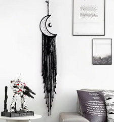 🌙 Black Macrame Moon Dream Catcher Wall Hanging✨🌌