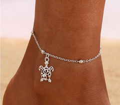 🐢✨ Sea Turtle Silver Anklet – Beachy Filigree Foot Jewelry 🌊🏖️