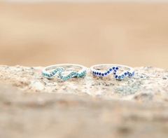 🌊✨Sparkling Tide Wave Design 925 Sterling Silver Ring with Shining Light Blue Zirconia🌊✨