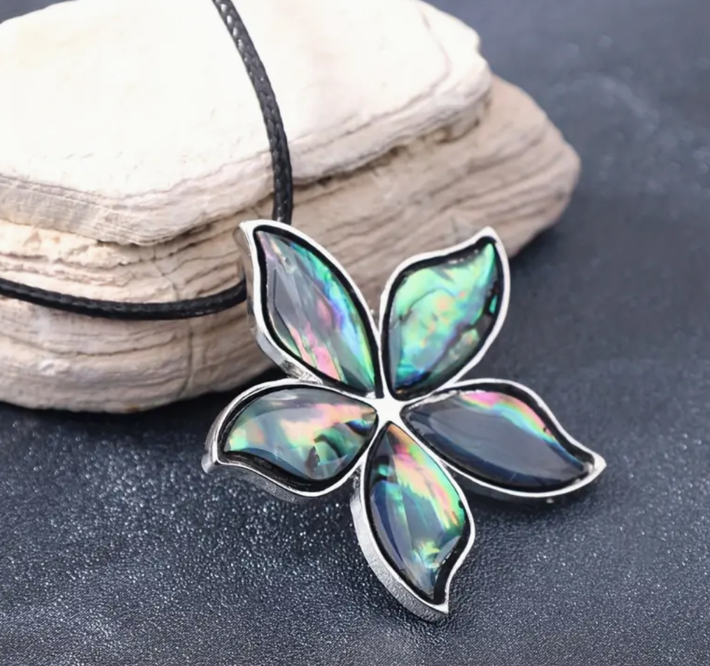 Casual & Elegant Beach Starfish Abalone Shell like Rope Cord Pendance Necklace