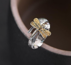 ✨ Dragonfly Feather Spoon Ring – Adjustable S925 Sterling Silver 🛤️🦋