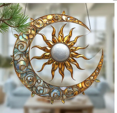 ✨ Celestial Sun & Moon Suncatcher - Acrylic Window Decor - Indoor/Outdoor ✨