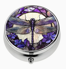 ✨ Metal Dragonfly Pill Box – 3-Compartment Organizer ✨