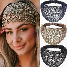 👑 Elegant Hollowed Lace Headband – Pearl &amp; Rhinestone Hair Accessory 👑