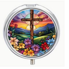 ✝️ Stained Glass Style Cross Pill Organizer – A Blend of Faith & Functionality ✨