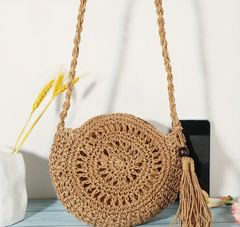 🌾 Pure Handmade Straw Woven Classic Fashion Crossbody Bag 👜