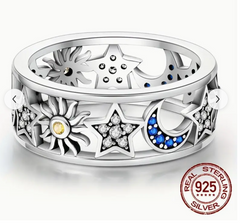 🌙✨ Moon Sun Stars 925S Ring – Celestial Magic!  Most Popular✨🌞