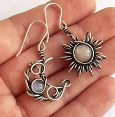 ☀️🌙 Sun & Moon Dangle Earrings – Hippy Boho Celestial Jewelry ✨🌌