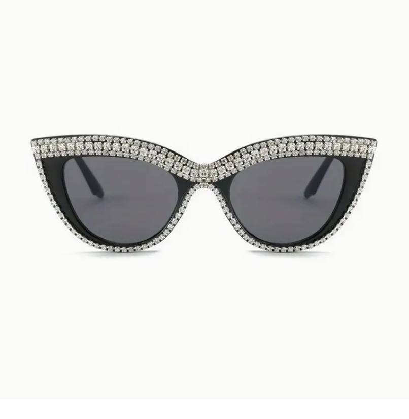 Vintage style cat eye sunglasses rhinestone bling White - Brand New