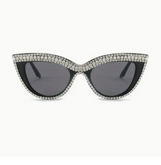 Vintage style cat eye sunglasses rhinestone bling White - Brand New