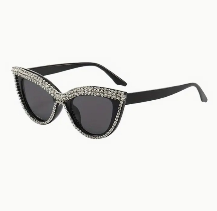 Vintage style cat eye sunglasses rhinestone bling White - Brand New