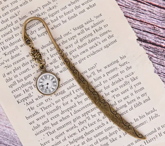 Clock Bookmark Book Reader Accessories Gift Paper Metal Bookclub Hair Pin