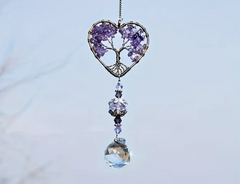 Amethyst Suncatcher Crystal Healing Stones Rainbow Maker for Home & Car Decor