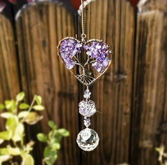 Amethyst Suncatcher Crystal Healing Stones Rainbow Maker for Home & Car Decor