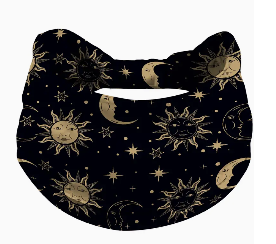 Headband Stars Moon Wide Knotted Headband NonSlip Wraps Elastic Yoga Black