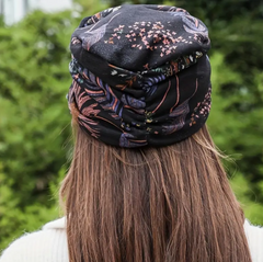 Trendy Vintage Black Flower Printed Women's Cap Hat Newsboy