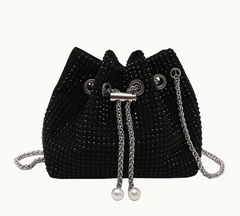 Stylish Evening BucketBagRhinestone Chain-embellished Shoulder Crossbody Handbag