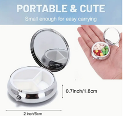 Metal Pill Box Organizer Medicine Vitamins Cannabis Pot Stash Mint holder mirror